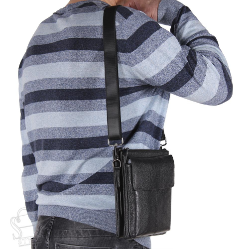 Сумка мужская кожаная 1006-3QGH black Heanbag