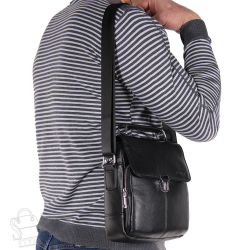 Сумка мужская кожаная 2066BSH black Heanbag