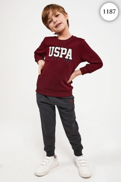 1187 Комплект для мальчика U.S POLO ASSN. v2 БОРДОВЫЙ-СЕРЫЙ