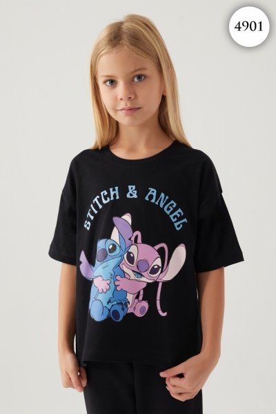 4901 Футболка для девочки DISNEY v1 ЧЕРНЫЙ