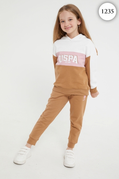 1235 Комплект для девочки U.S POLO ASSN. v1 БЕЛЫЙ-БЕЖЕВЫЙ