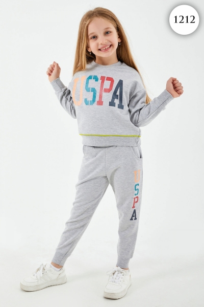 1212 Комплект для девочки U.S POLO ASSN. v1 СЕРЫЙ МЕЛАНЖ