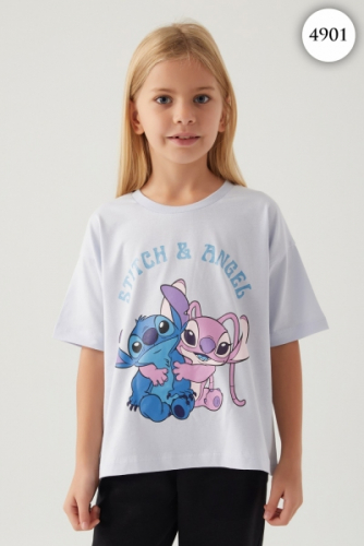 4901 Футболка для девочки DISNEY v2 ГОЛУБОЙ