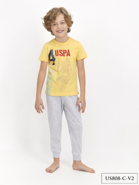 808-4 Пижама для мальчика U.S POLO ASSN. v2 СВЕТЛО-ЖЕЛТЫЙ