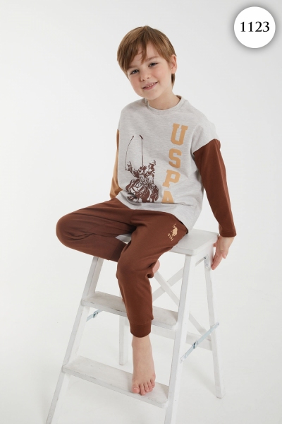 1123 Пижама для мальчика U.S POLO ASSN. v2 БЕЖЕВЫЙ МЕЛАНЖ