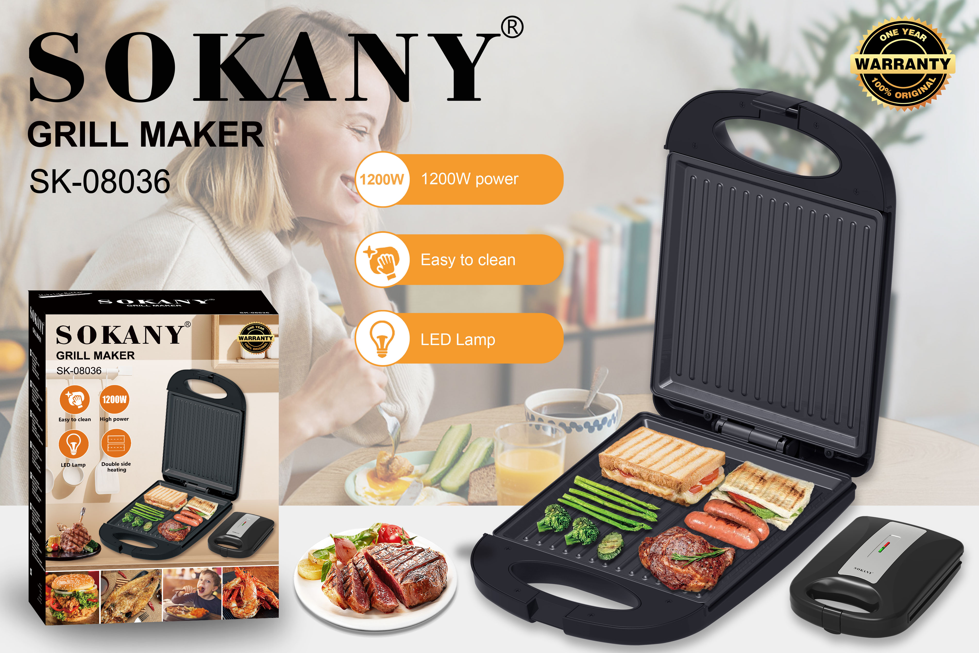 Гриль электрический Sokany SK-08036