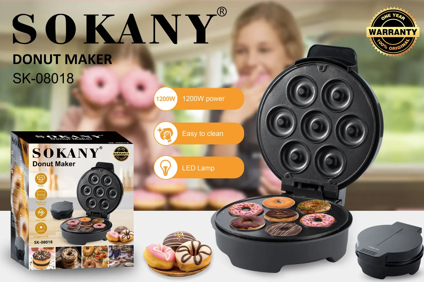 Вафельница для пончиков электрическая Sokany SK-08018