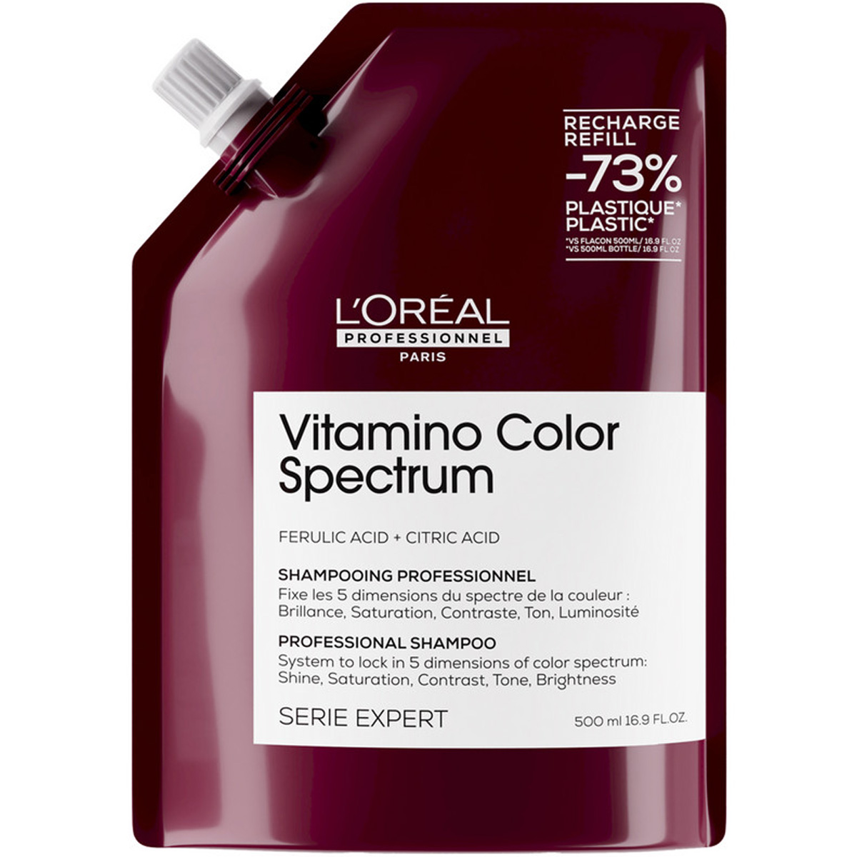 LOREAL Бессульфатный шампунь для окрашенных волос Vitamino Color Spectrum, рефилл, 500 мл