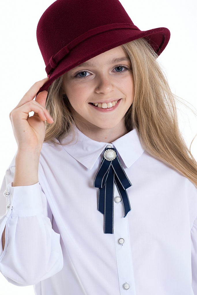 Белая школьная блуза Mooriposh, модель 0679