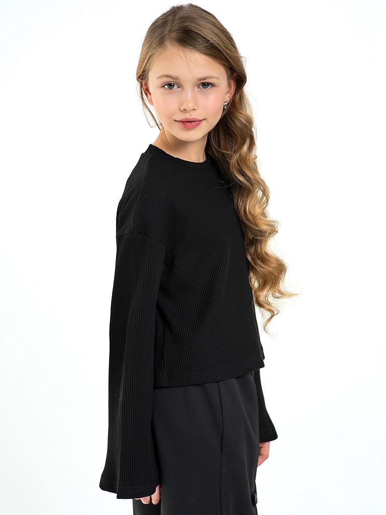 Черный лонгслив Mooriposh для девочки, модель 1613