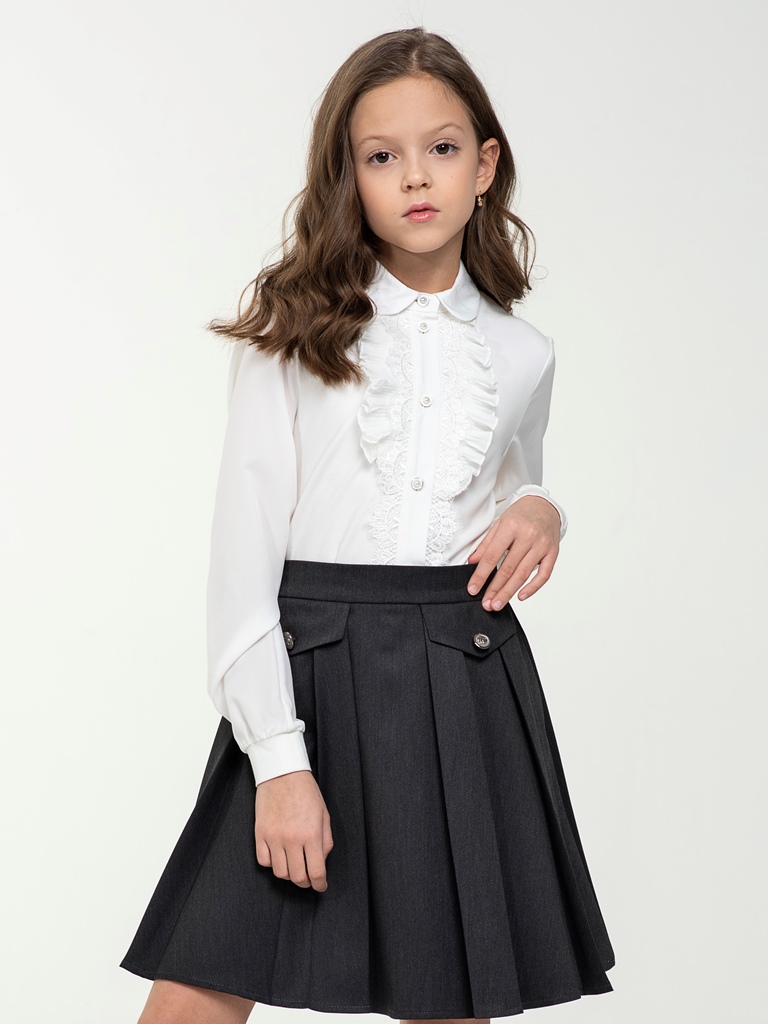 Молочная школьная блуза Mooriposh, модель 0680