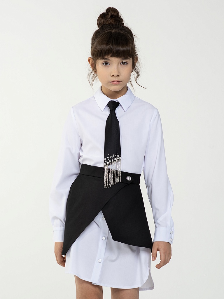 Черный школьный галстук для девочки MOORIPOSH, модель 7018