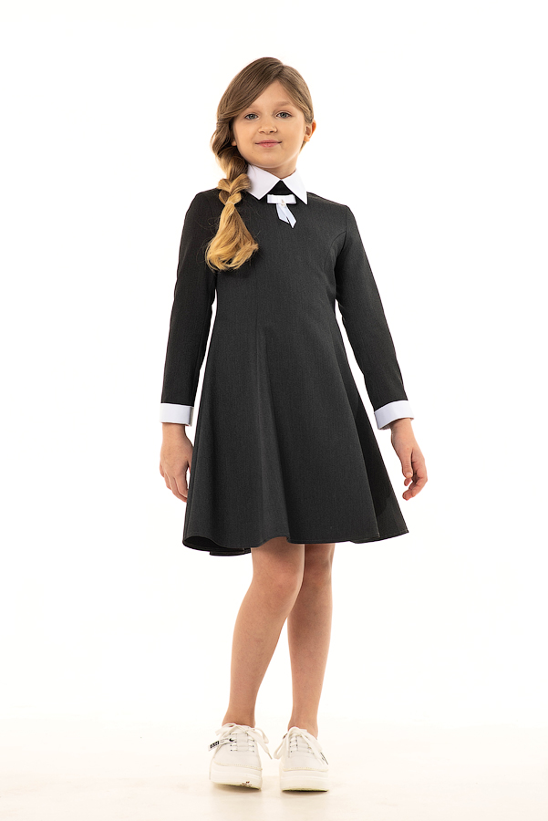 Серое школьное платье Mooriposh, модель 0163