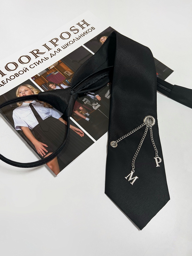 Черный школьный галстук MOORIPOSH, модель 7019