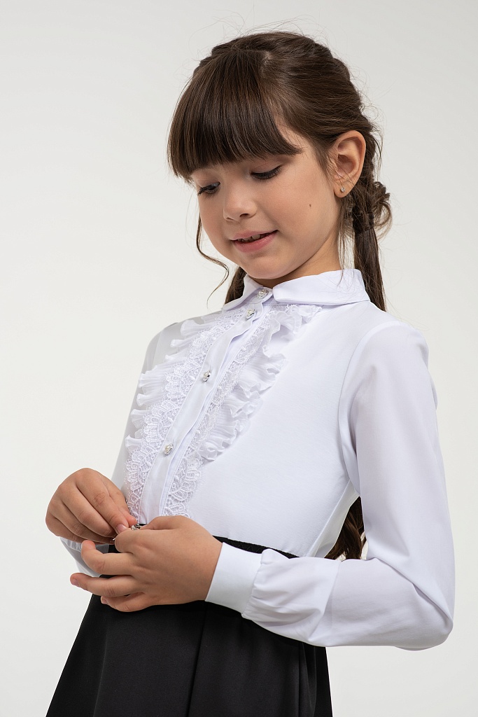 Белая школьная блуза Mooriposh, модель 0680
