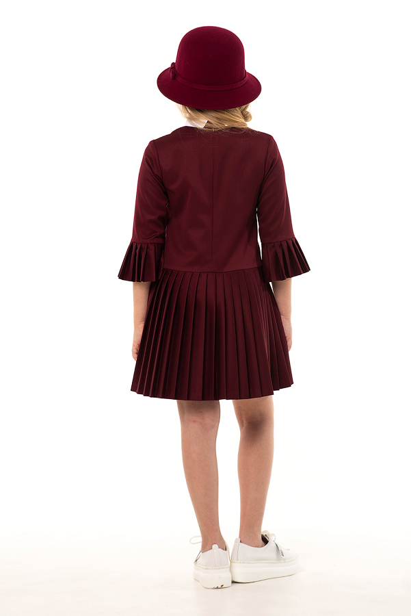 Бордовое школьное платье Mooriposh, модель 0164