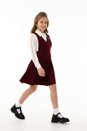 Бордовый школьный сарафан Mooriposh, модель 0238