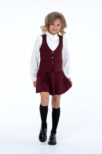 Бордовый школьный жилет для девочки Mooriposh, модель 1109