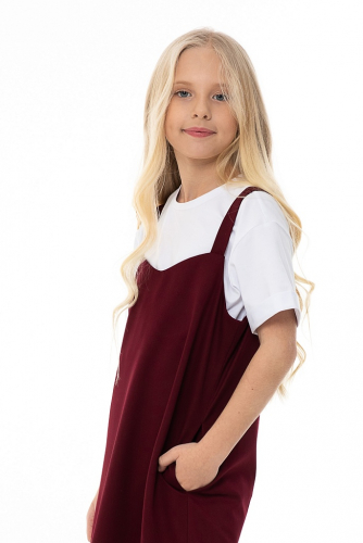 Бордовый школьный сарафан Mooriposh, модель 0240