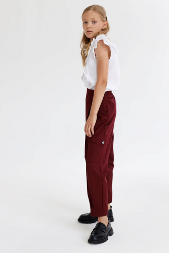 Бордовые брюки для девочки Mooriposh, модель 0424