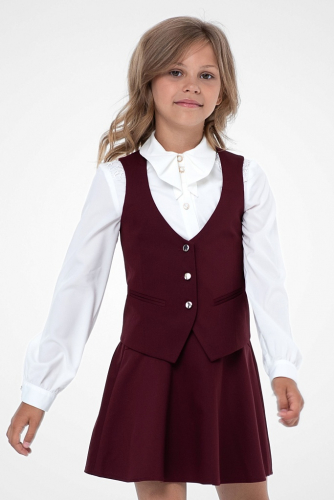 Бордовый школьный жилет для девочки Mooriposh, модель 1109