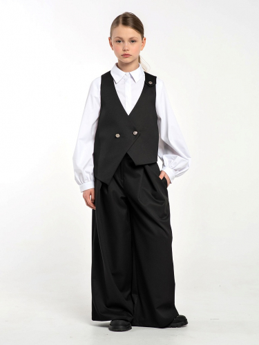 Черный школьный жилет для девочки Mooriposh, модель 1121
