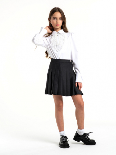 Серая школьная юбка в складку Mooriposh, модель 0353