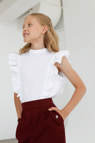 Бордовые брюки для девочки Mooriposh, модель 0425