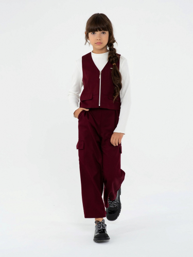 Бордовый школьный жилет для девочки Mooriposh, модель 1115