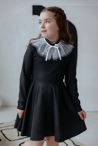 Серое школьное платье Mooriposh, модель 0145/3