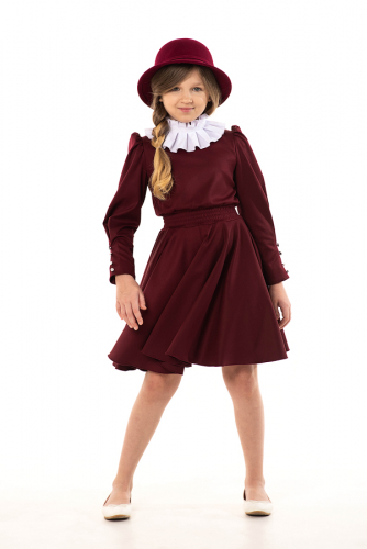 Бордовое школьное платье Mooriposh, модель 0162