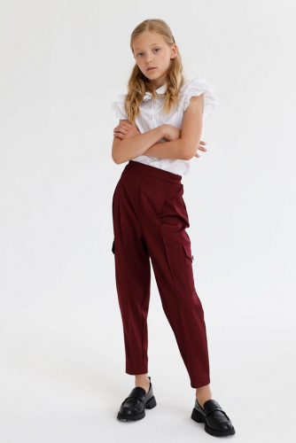 Бордовые брюки для девочки Mooriposh, модель 0424
