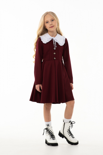 Бордовое школьное платье Mooriposh, модель 0167