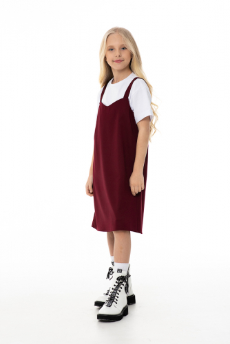 Бордовый школьный сарафан Mooriposh, модель 0240