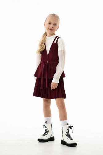 Бордовый школьный жилет для девочки Mooriposh, модель 1114