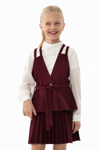 Бордовый школьный жилет для девочки Mooriposh, модель 1114