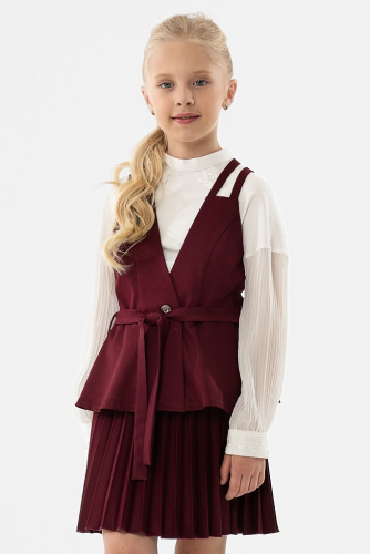 Бордовый школьный жилет для девочки Mooriposh, модель 1114