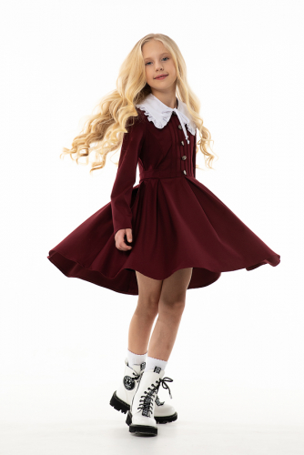 Бордовое школьное платье Mooriposh, модель 0167