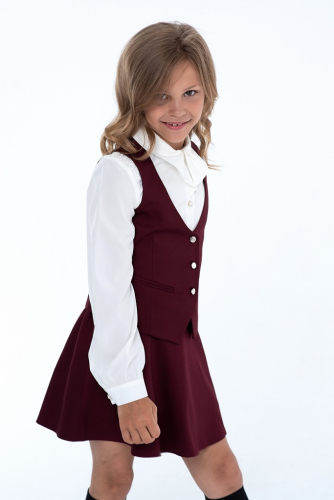 Бордовый школьный жилет для девочки Mooriposh, модель 1109