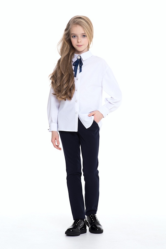 Белая школьная блуза Mooriposh, модель 0679