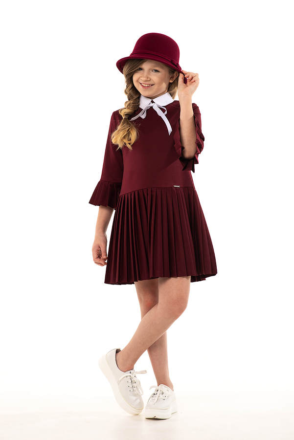 Бордовое школьное платье Mooriposh, модель 0164