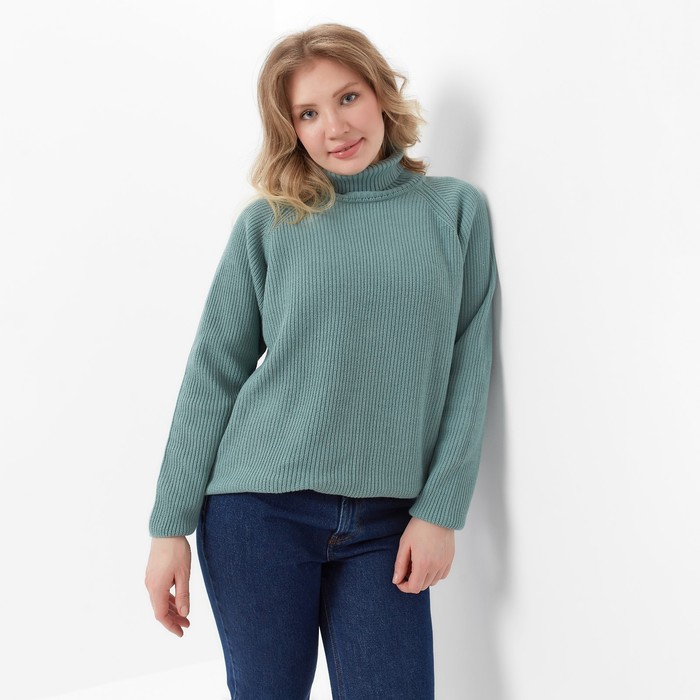Джемпер женский MINAKU: Casual Collection цвет оливковый, размер 50