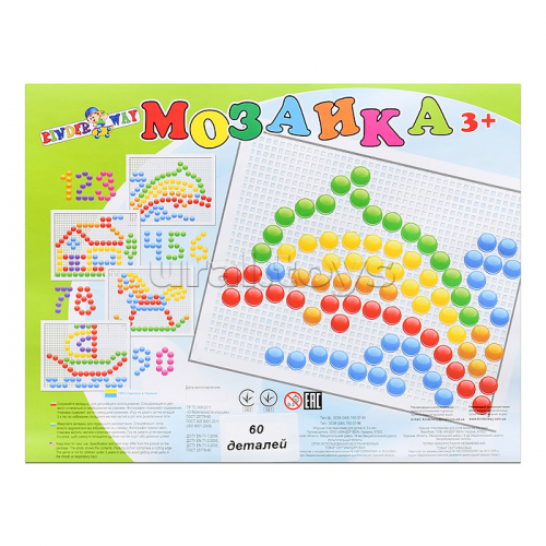 Мозаика. Доска 27,5х21,5 см, 60 фишек