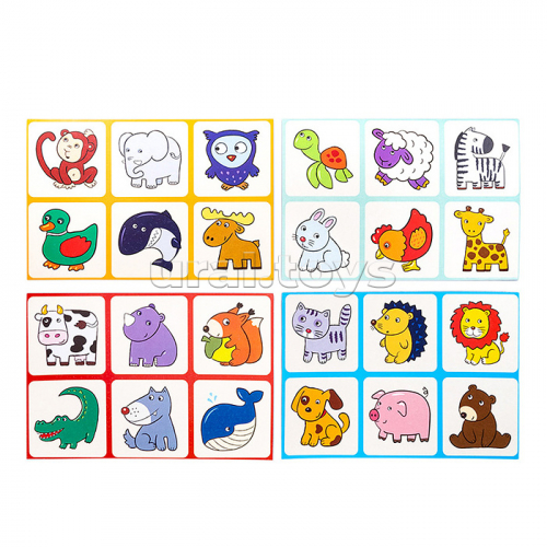 Лото для малышей Зверята  (4 карточки, 24 фишки) Baby Toys