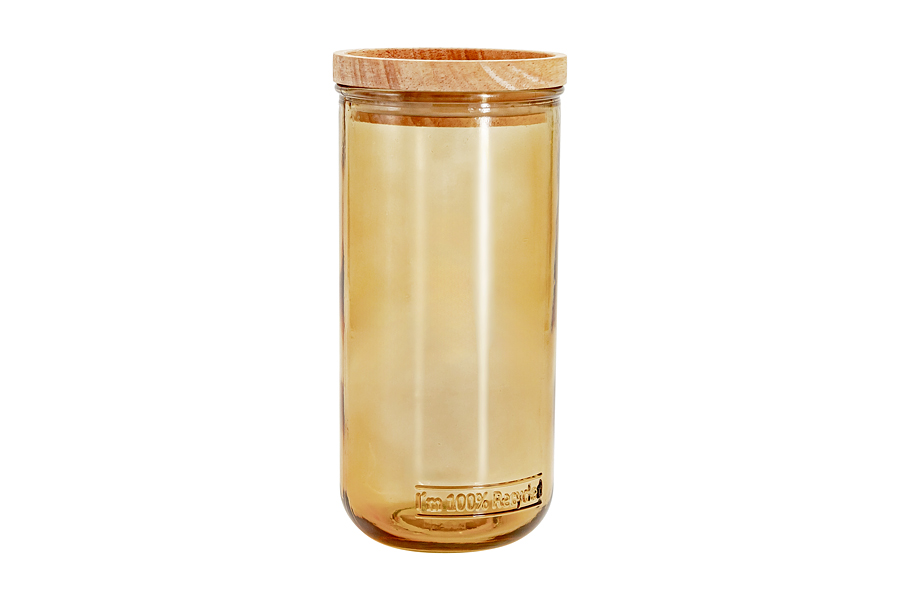 Банка для сыпучих продуктов, 820 мл, стекло/дерево, светло-коричневая, Jars, 63297