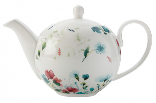 Чайник заварочный, 1 л, фарфор P, белый, Акварельные цветы, Primavera, 56990