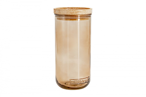 Банка для сыпучих продуктов, 820 мл, стекло/дерево, коричневая, Jars, 63296
