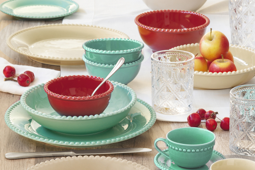 Салатник, 20 см, 1,5 л, фарфор P, зелено-голубой, Бусины, Tiffany, 62492