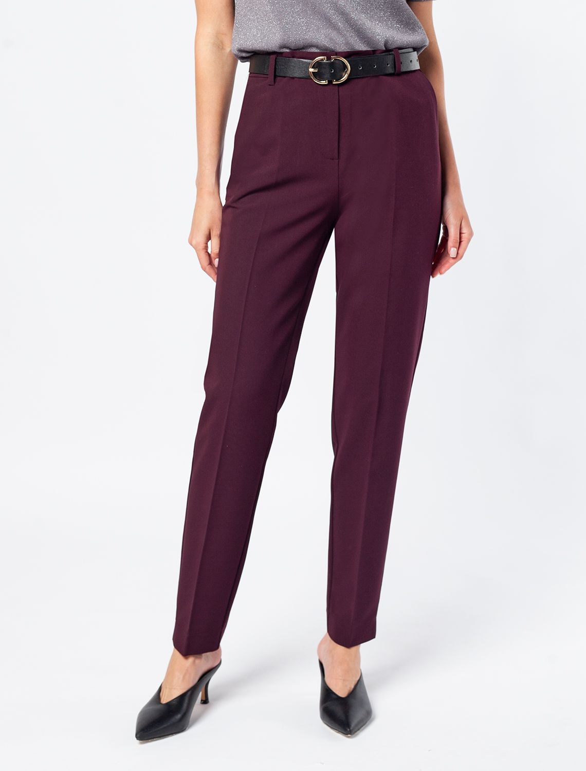 Ст.цена 2350р Брюки-дудочки из уплотненной поливискозы D24.523 бургунди