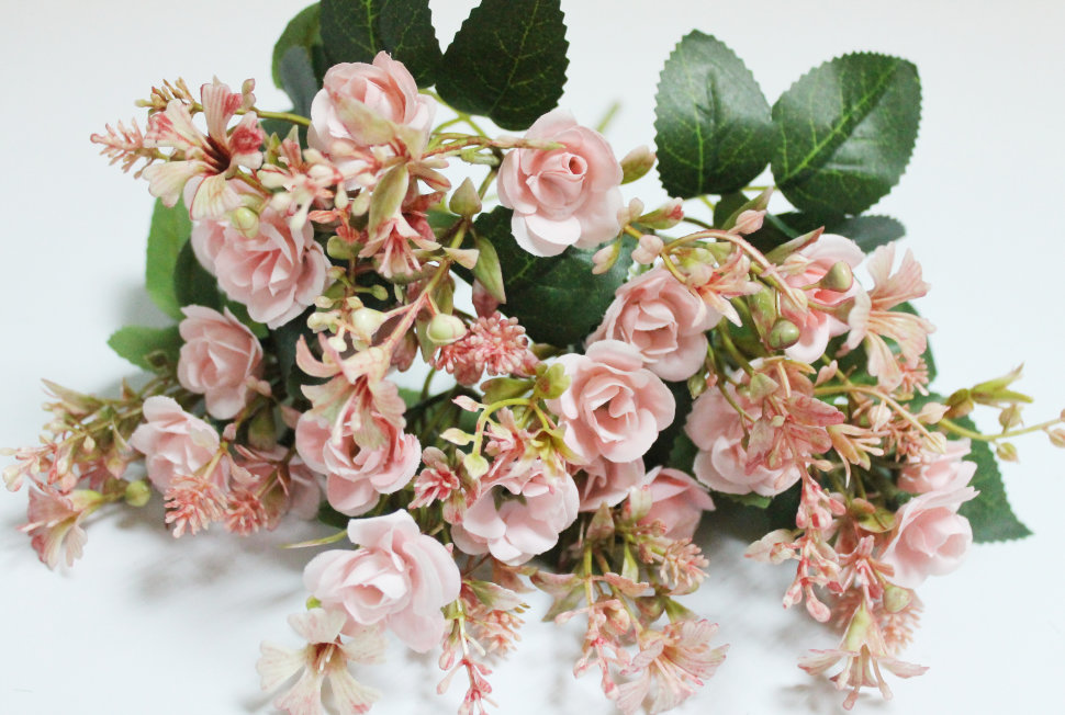 Б12031 Б/С Букет мелкая розочка 21голова 7веток с доб.34см(10микс)